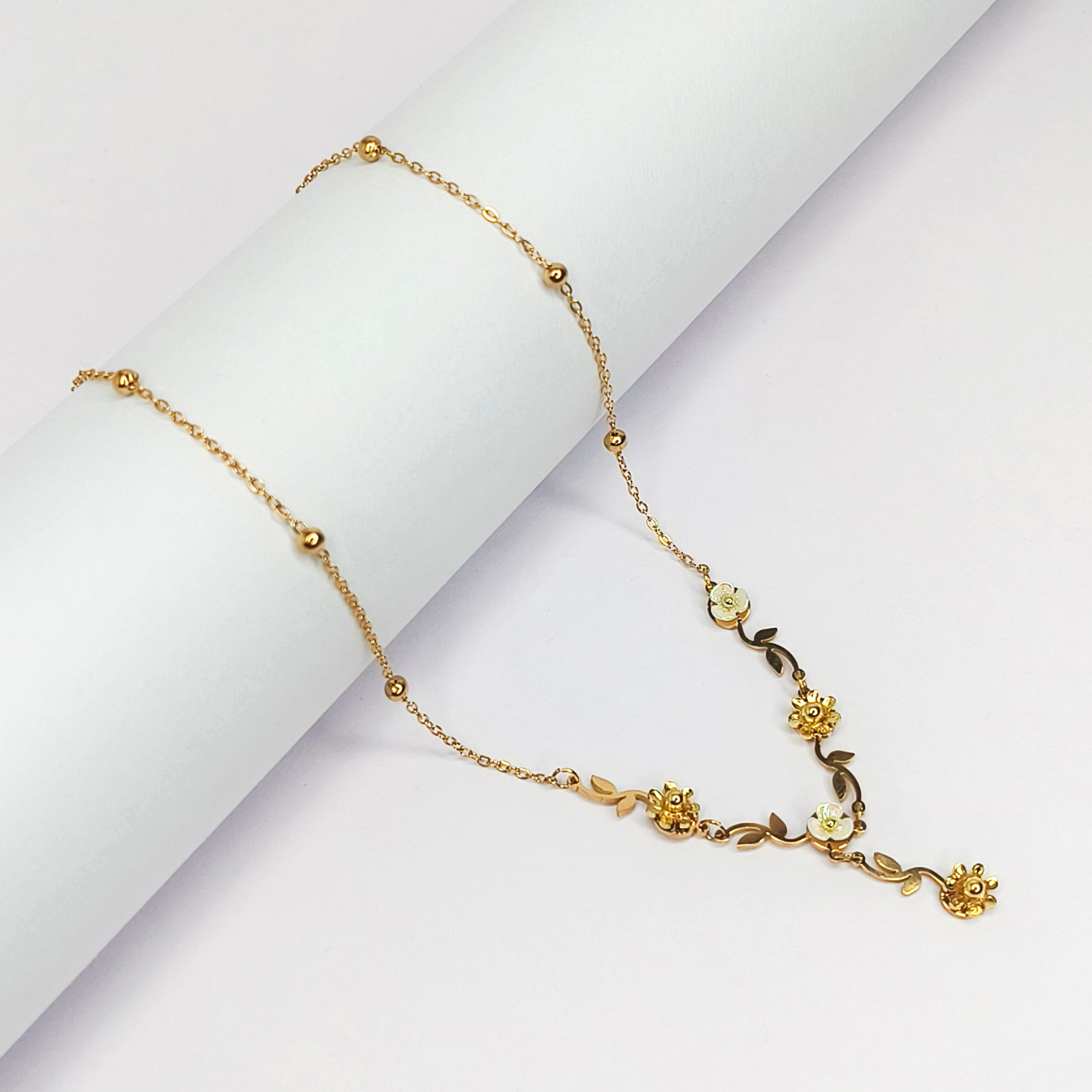 Floral Vine Drop Necklace