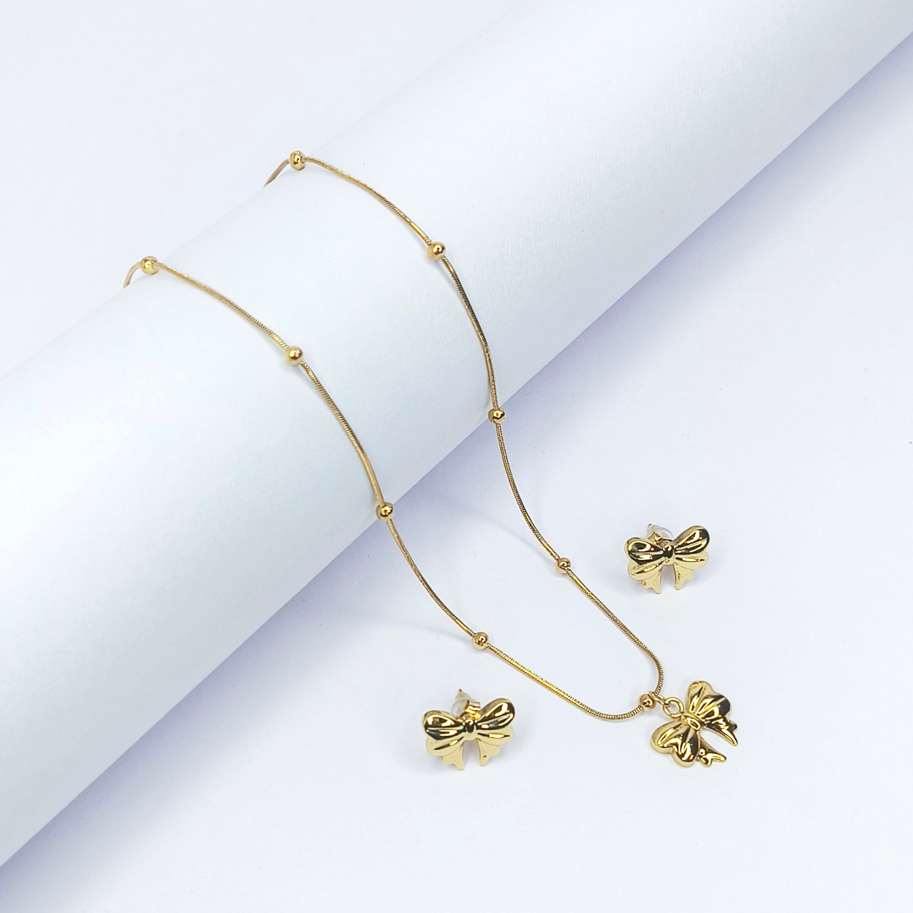 Golden Bow Butterfly Necklace Set