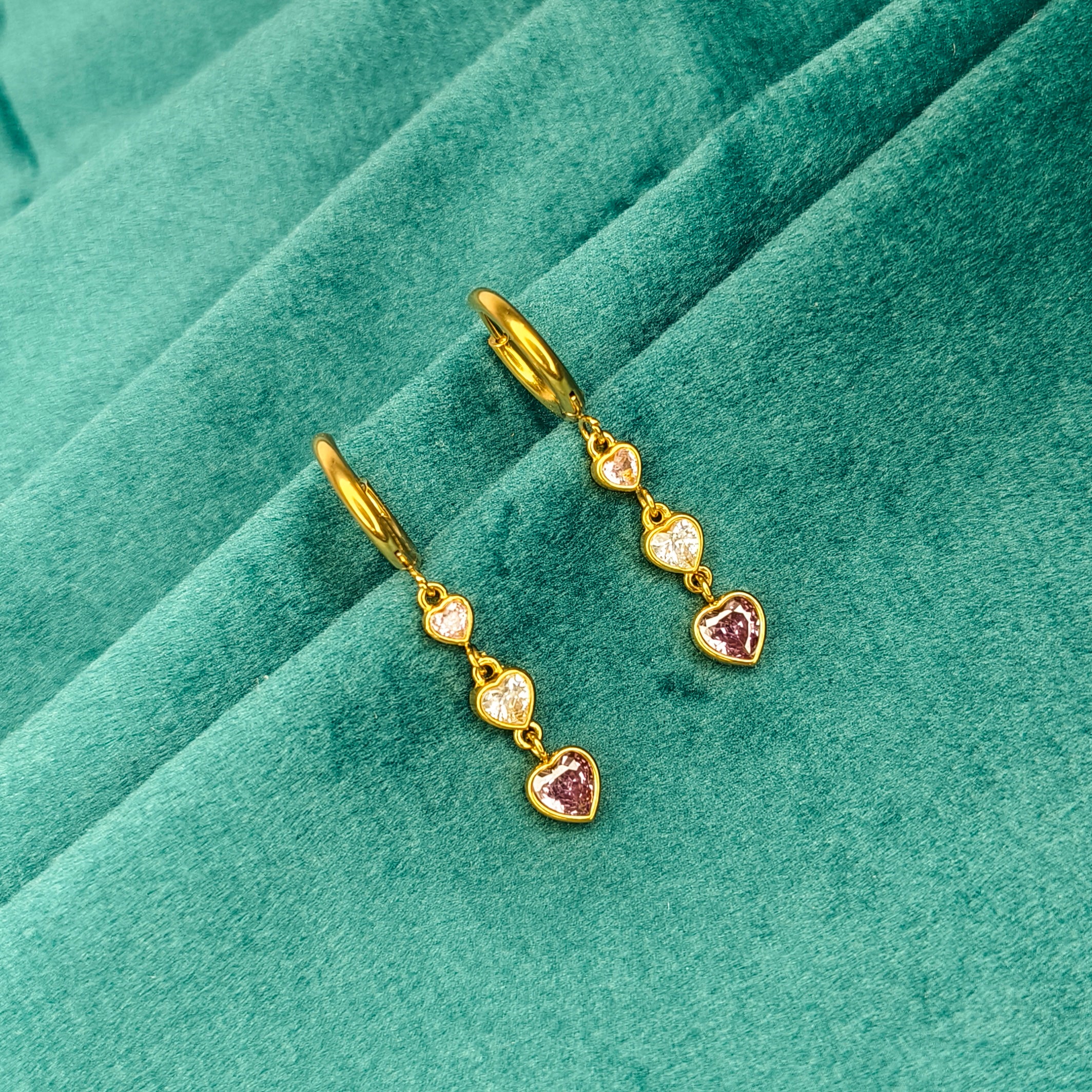 Multicolour Heart Charm Drop Earrings