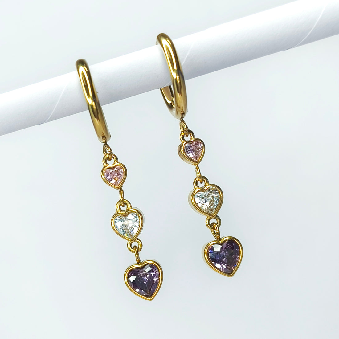 Multicolour Heart Charm Drop Earrings