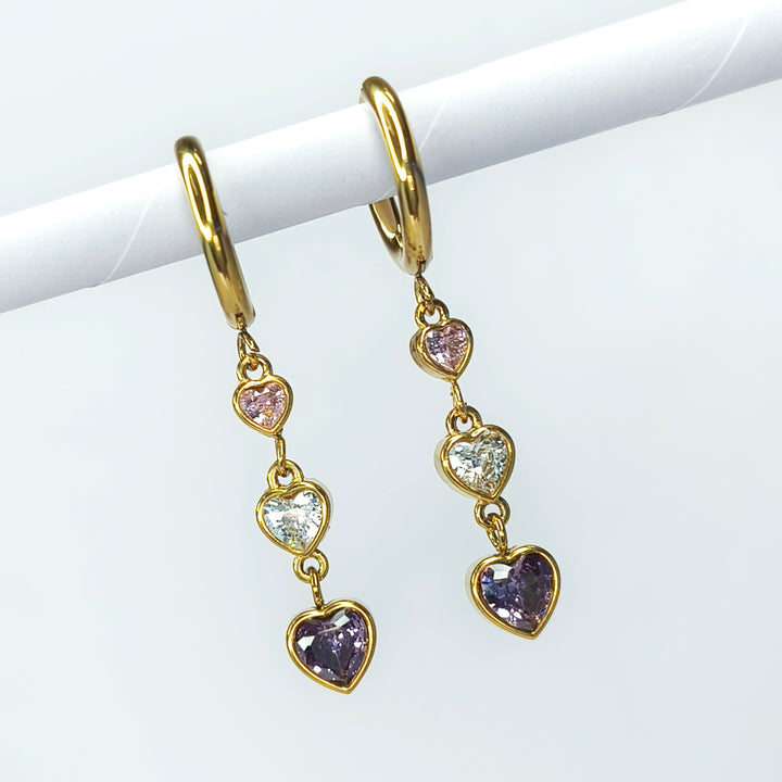 Multicolour Heart Charm Drop Earrings