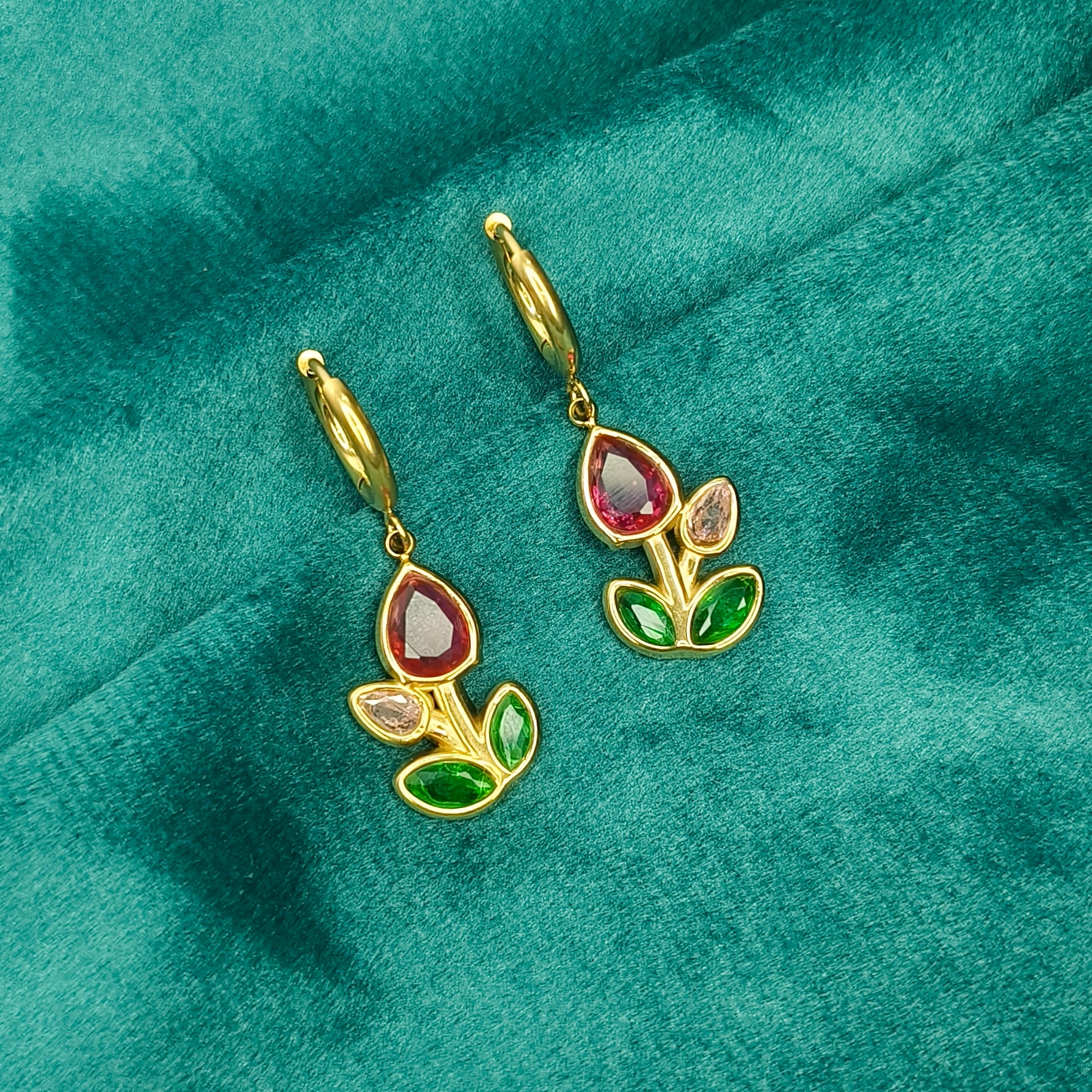 Pink Tulip Floral Drop Earrings