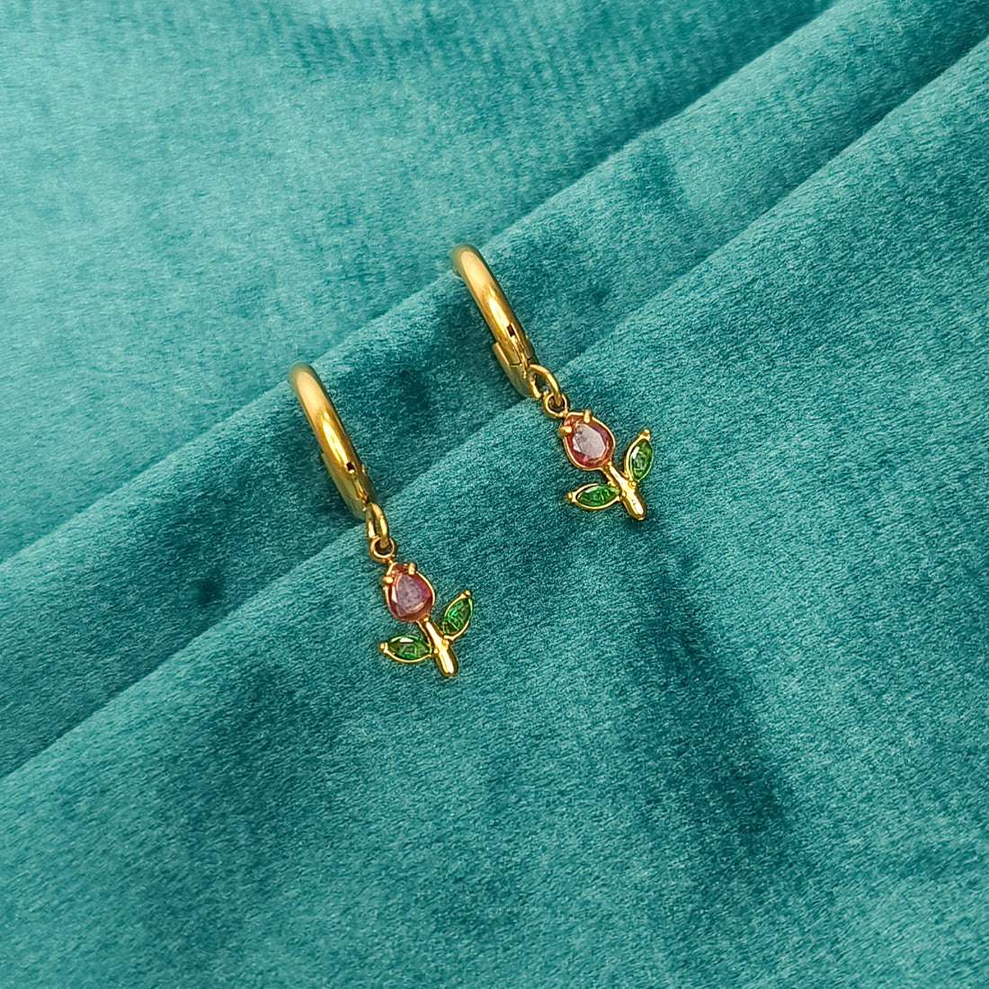 Pink Tulip Charm Drop Earrings