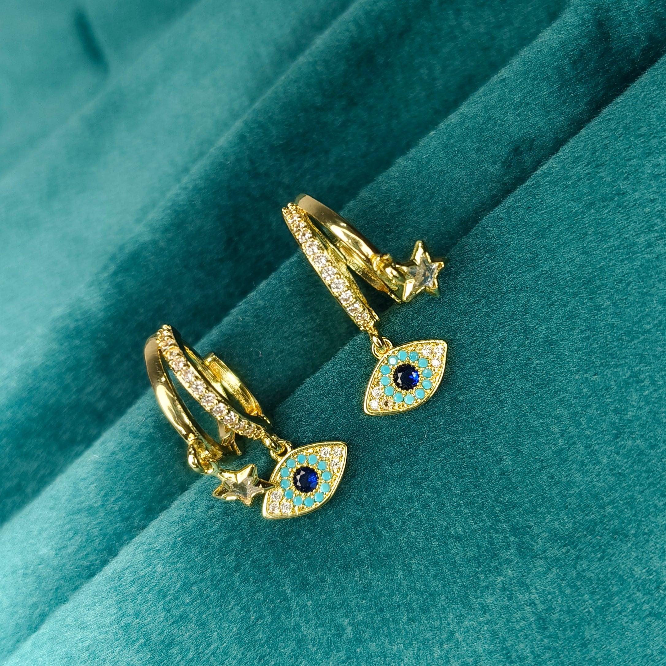 Midnight Eye & Star Huggie Earrings