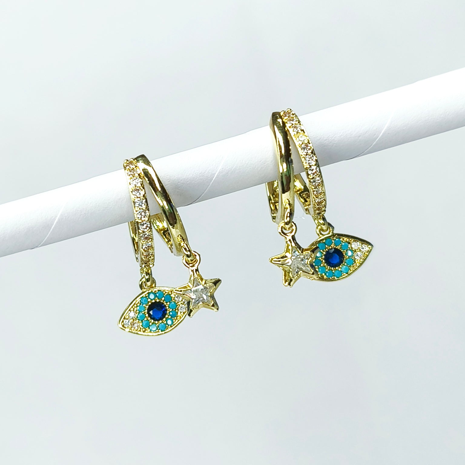 Midnight Eye & Star Huggie Earrings