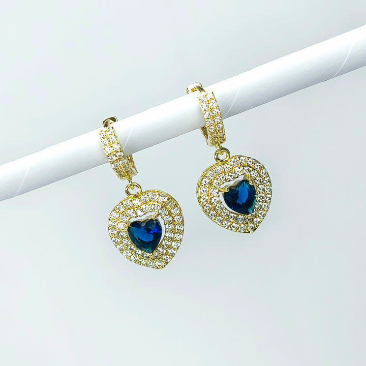 Sapphire Heart Halo Huggie Earrings
