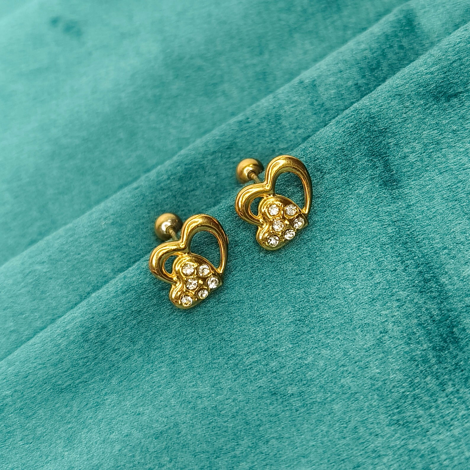 Golden Heart Spark Stud Earrings