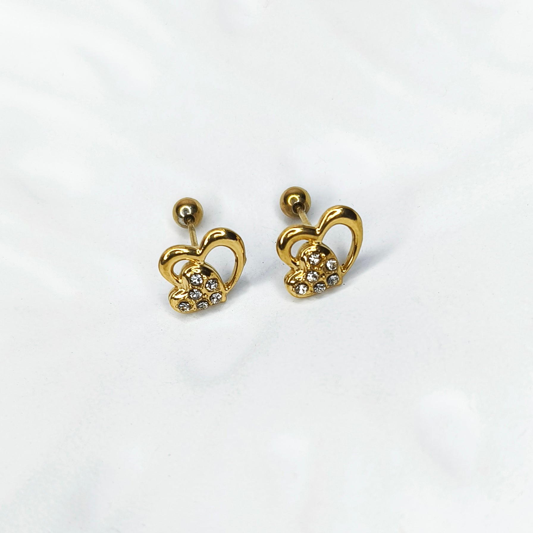 Golden Heart Spark Stud Earrings