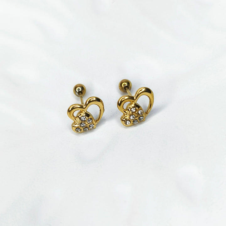 Golden Heart Spark Stud Earrings