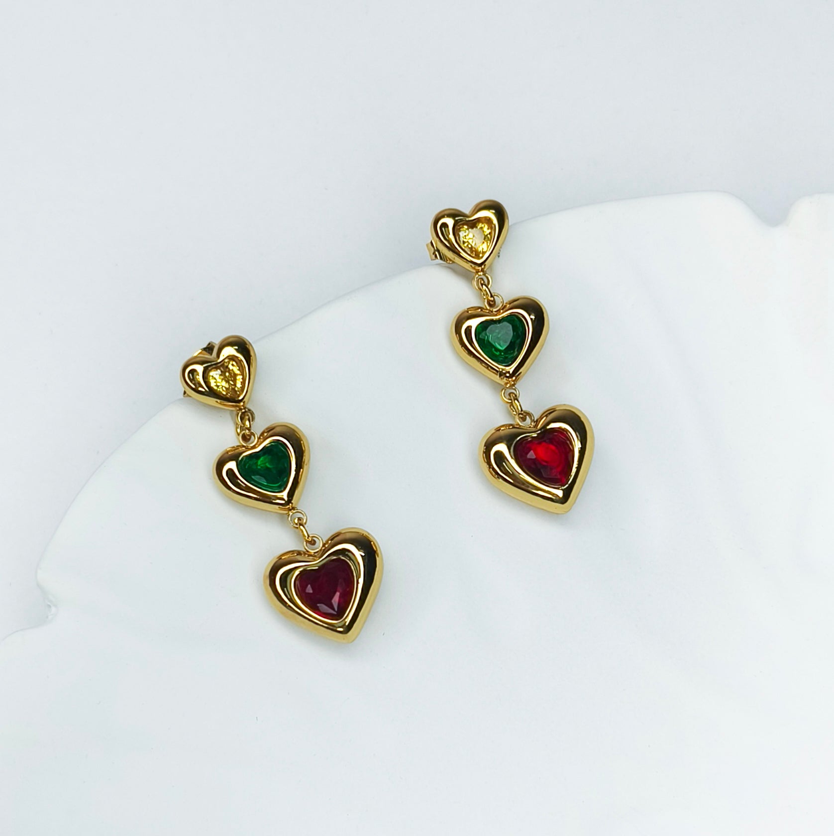 Multicolour Heart Charm Drop Earrings