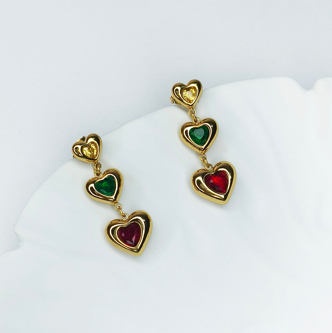 Multicolour Heart Charm Drop Earrings