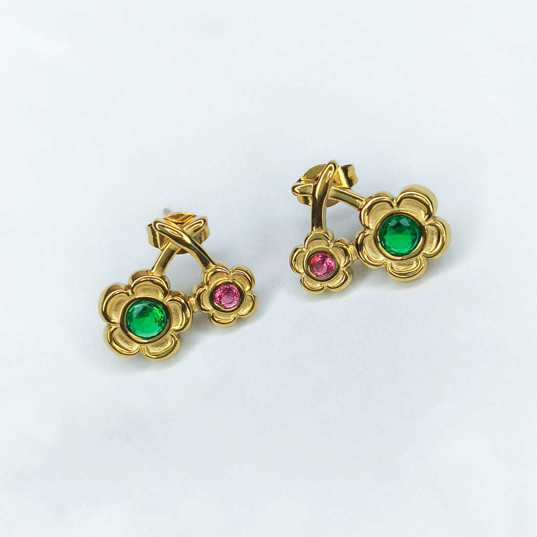 Emerald & Rose Bloom Studs