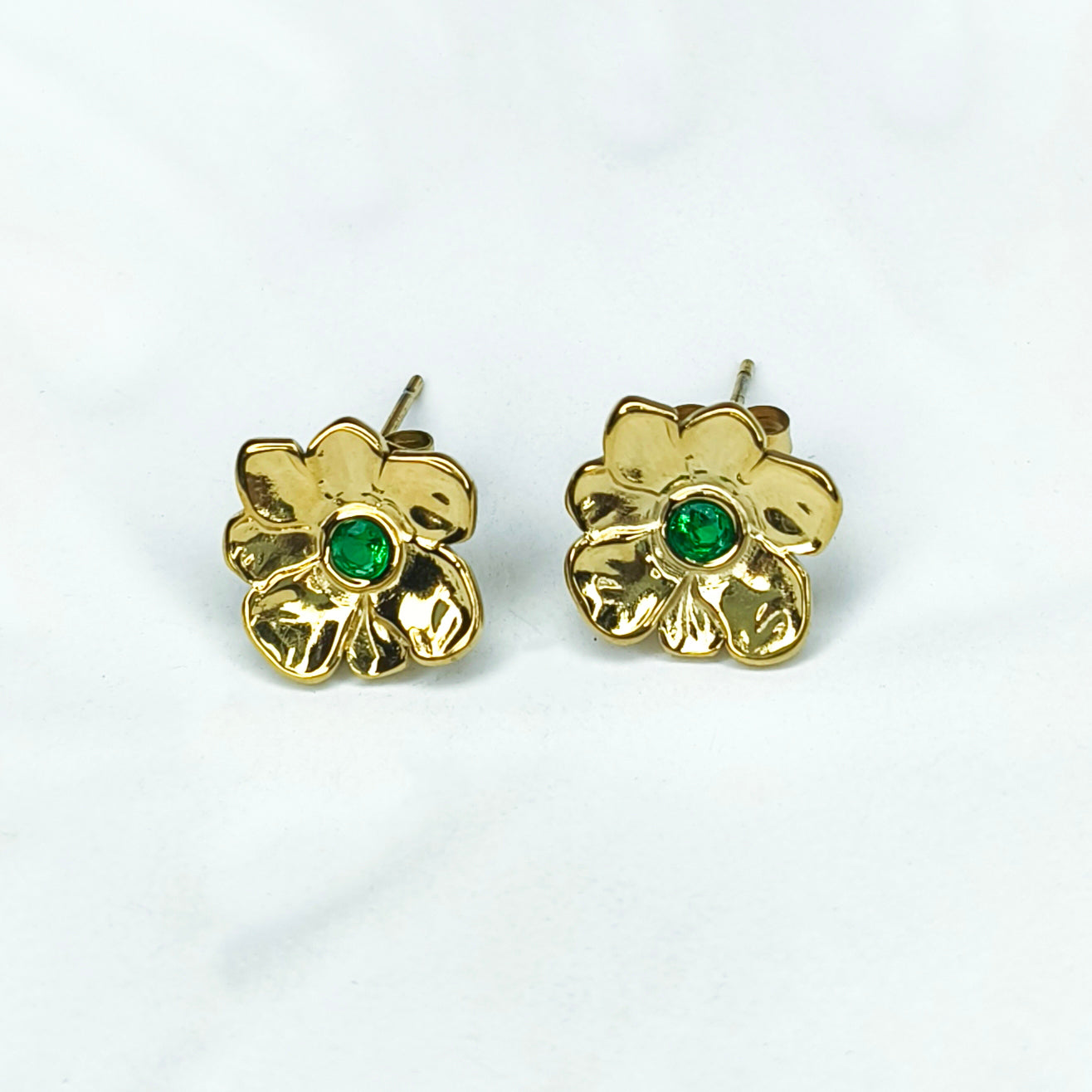 Emerald Blossom Petal Studs
