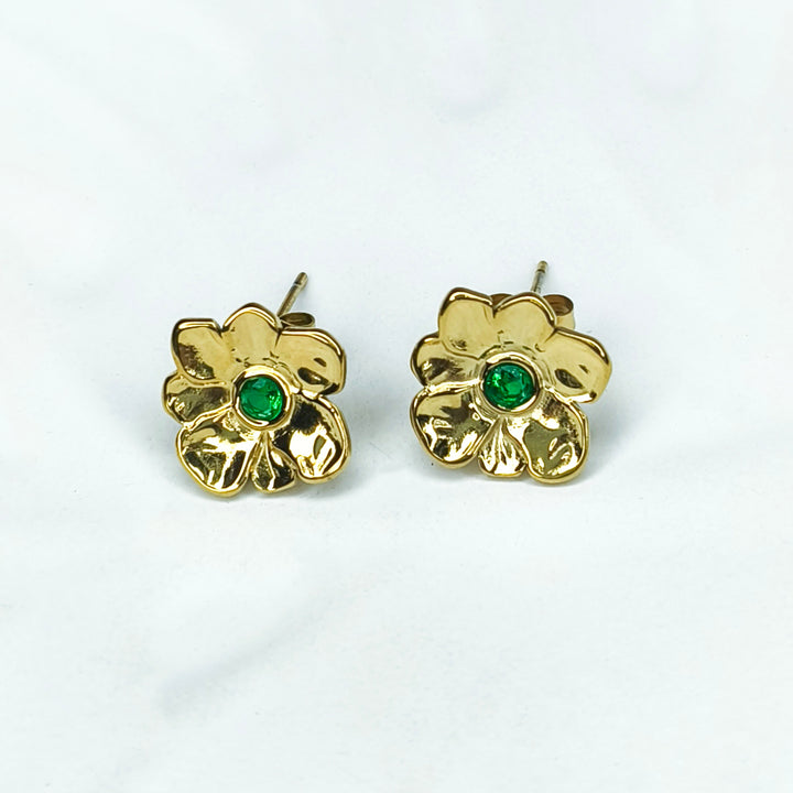 Emerald Blossom Petal Studs