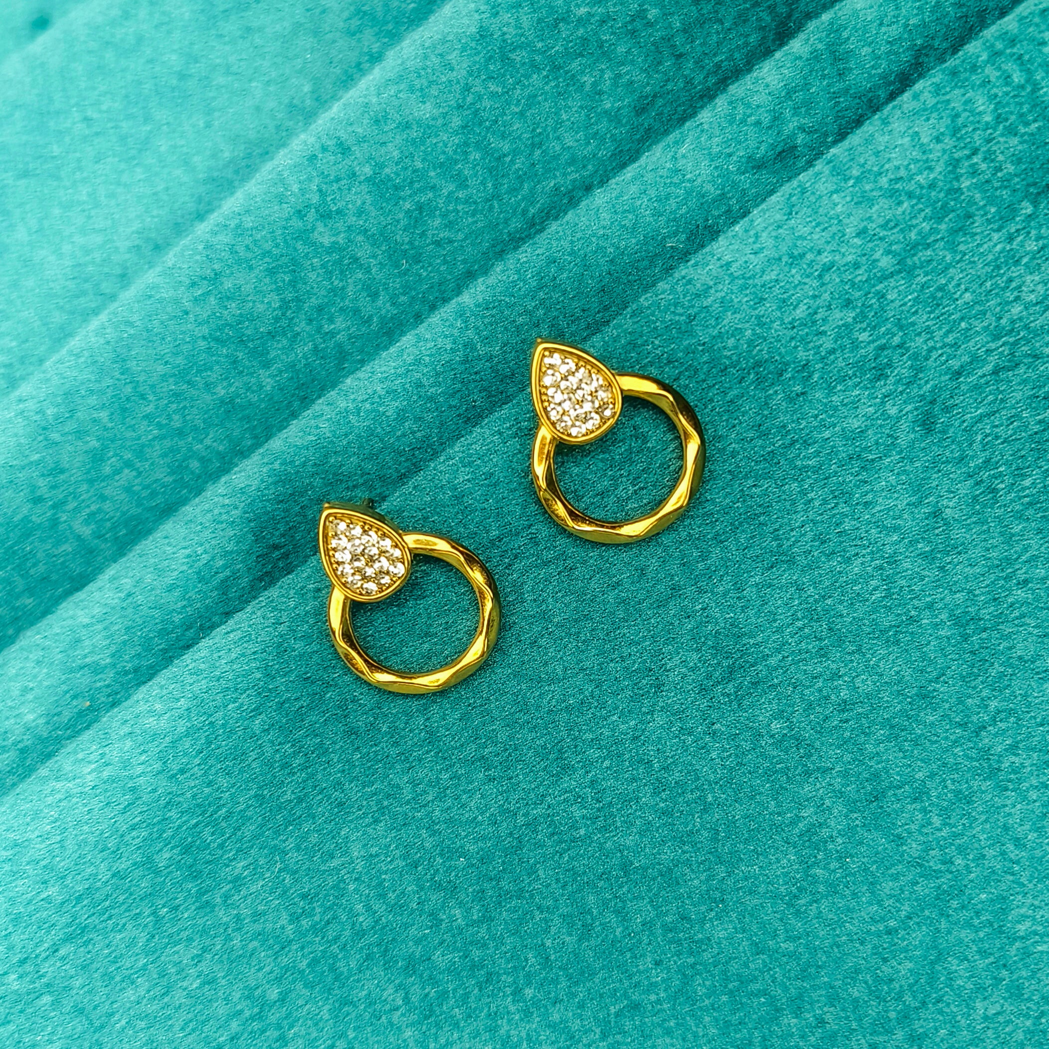 Golden Dewdrop Loop Studs