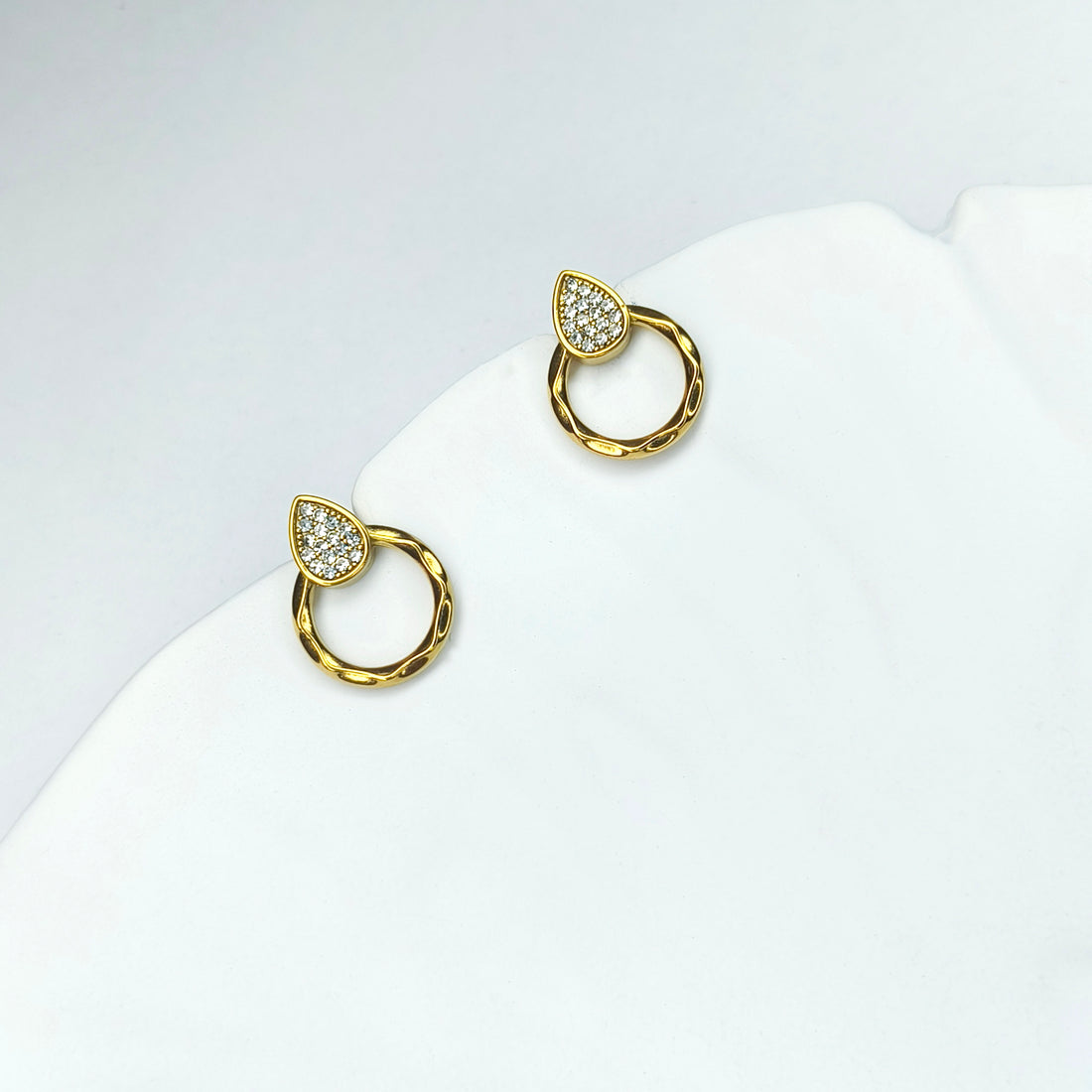 Golden Dewdrop Loop Studs