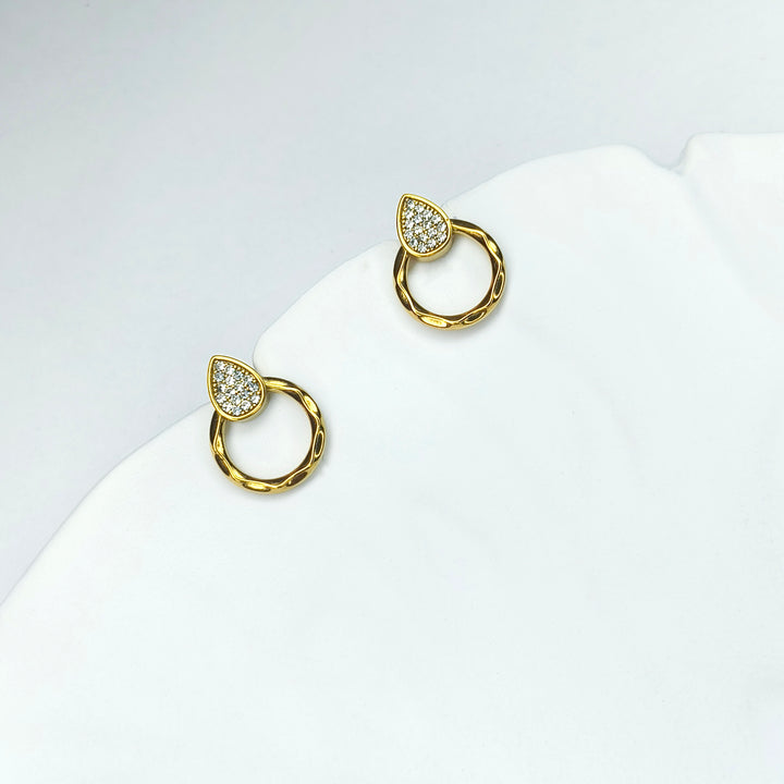 Golden Dewdrop Loop Studs