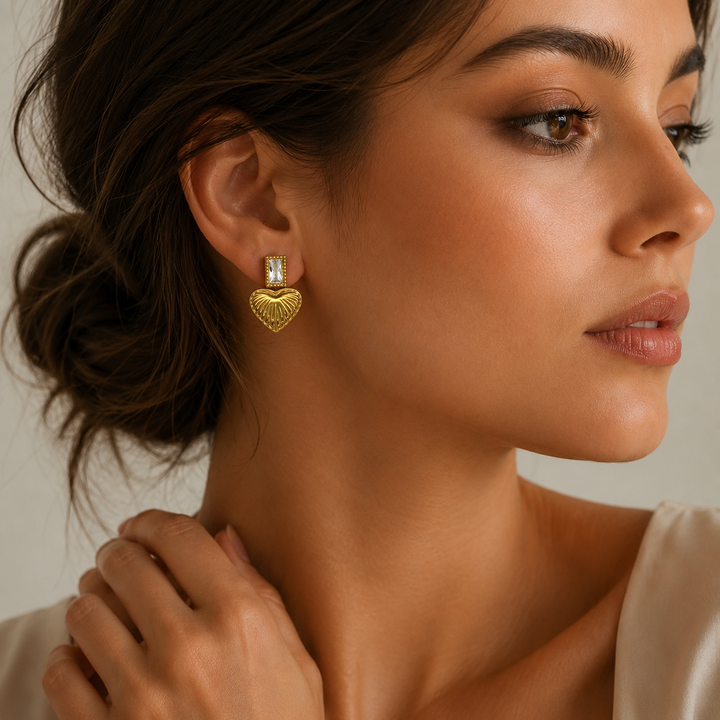 Golden Heart Radiance Crystal Studs