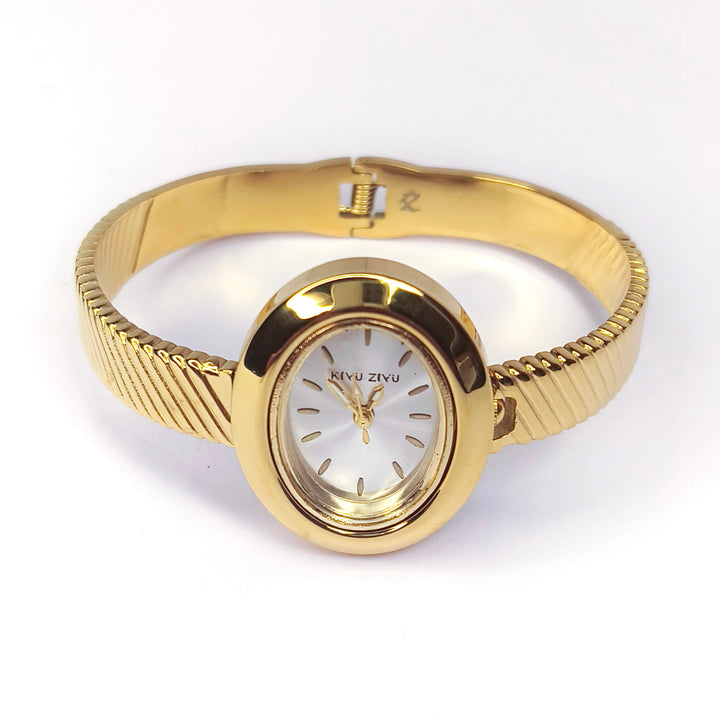 Gold Ribbed Bracelet Watch