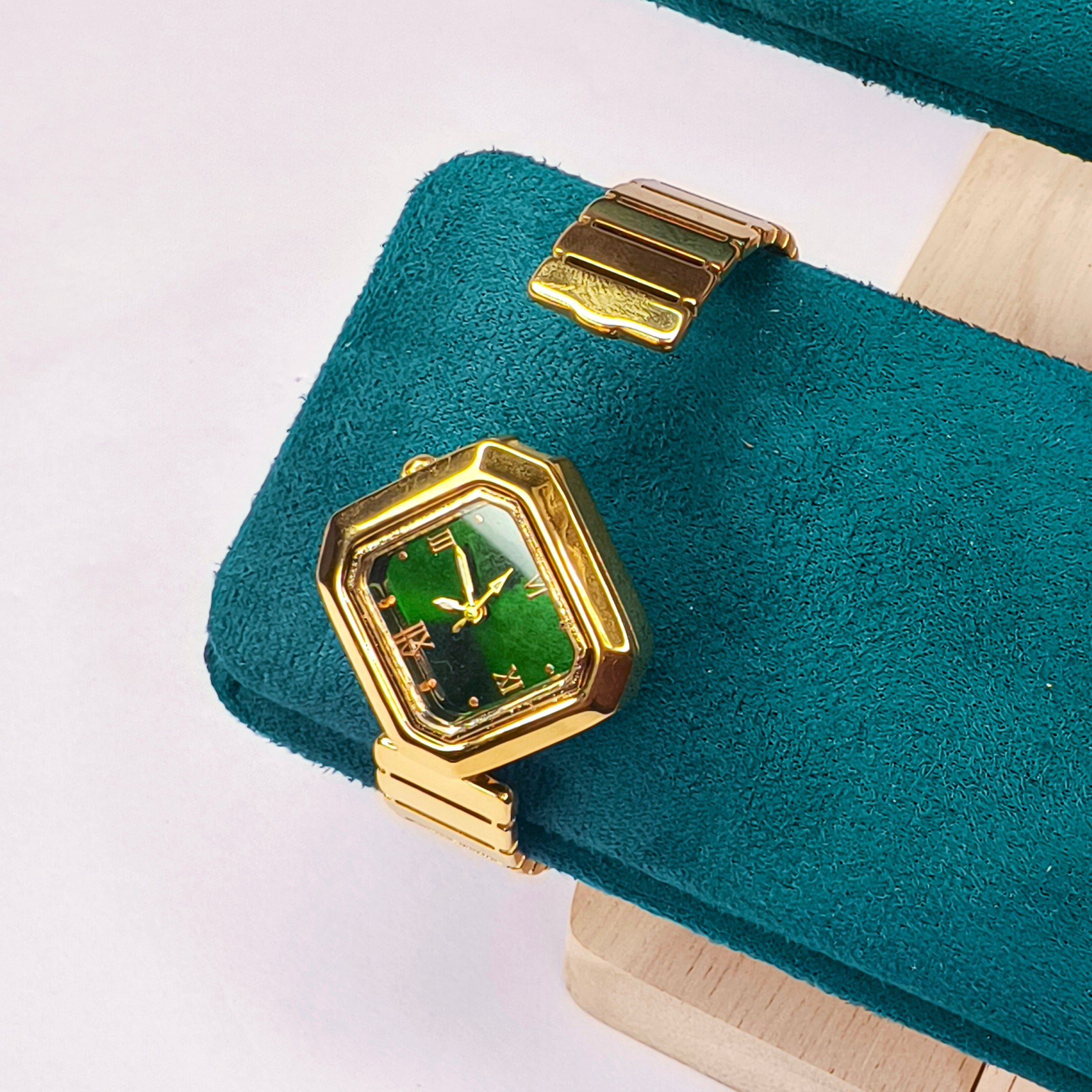 Green Roman Dial Gold Bracelet Watch