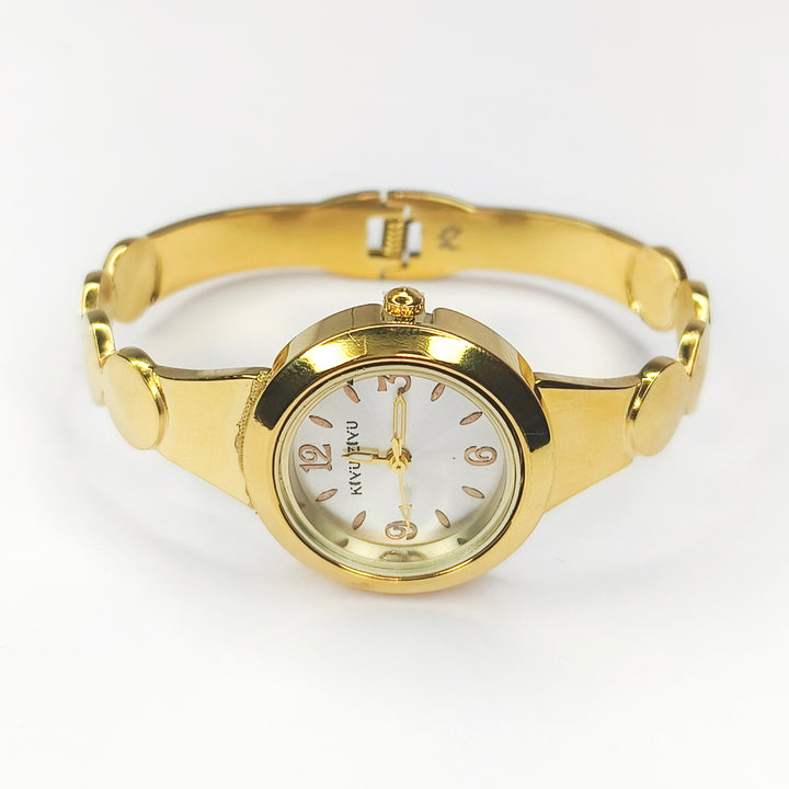 Gold Round Motif Bracelet Watch