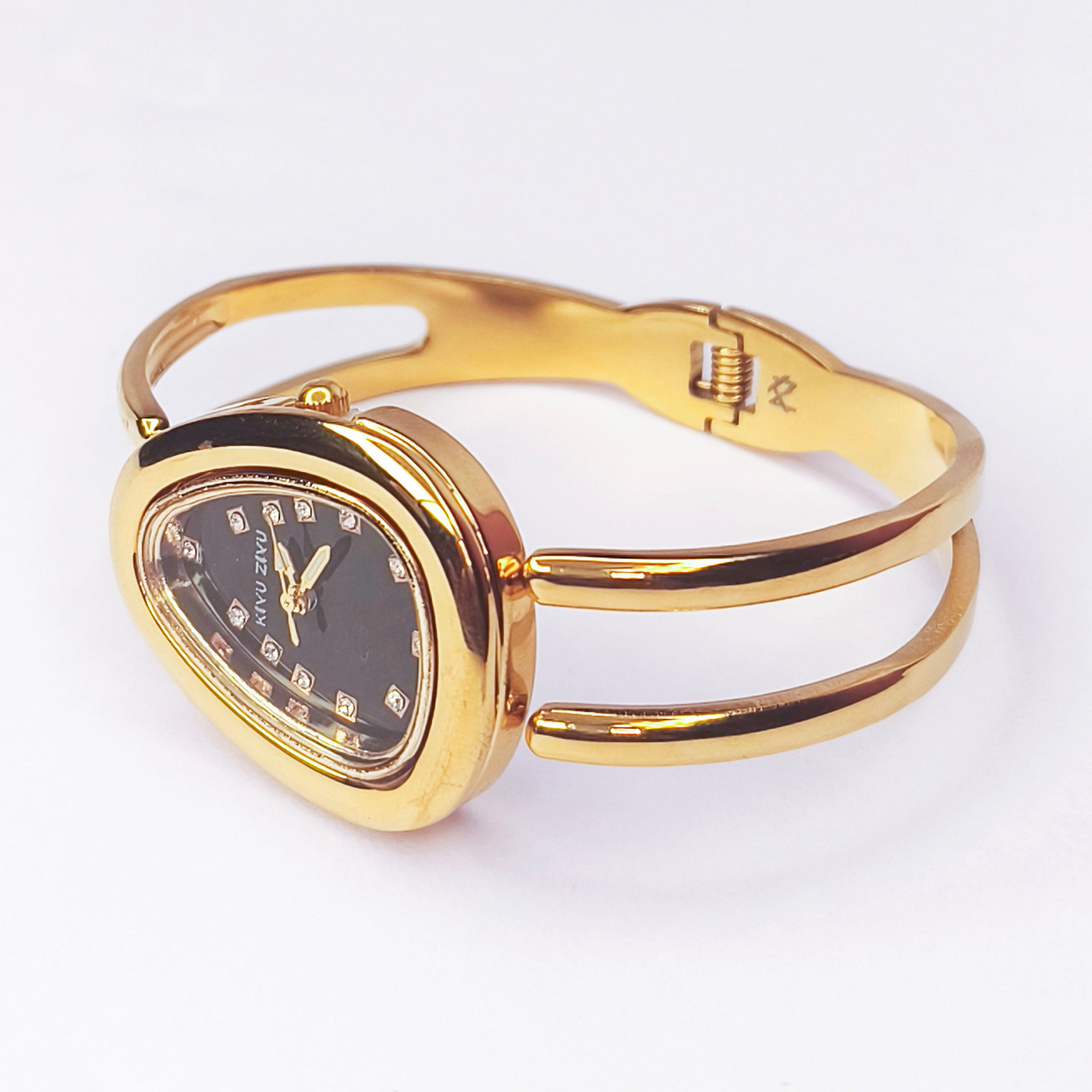 Emerald Spark Gold Cuff Bracelet Watch