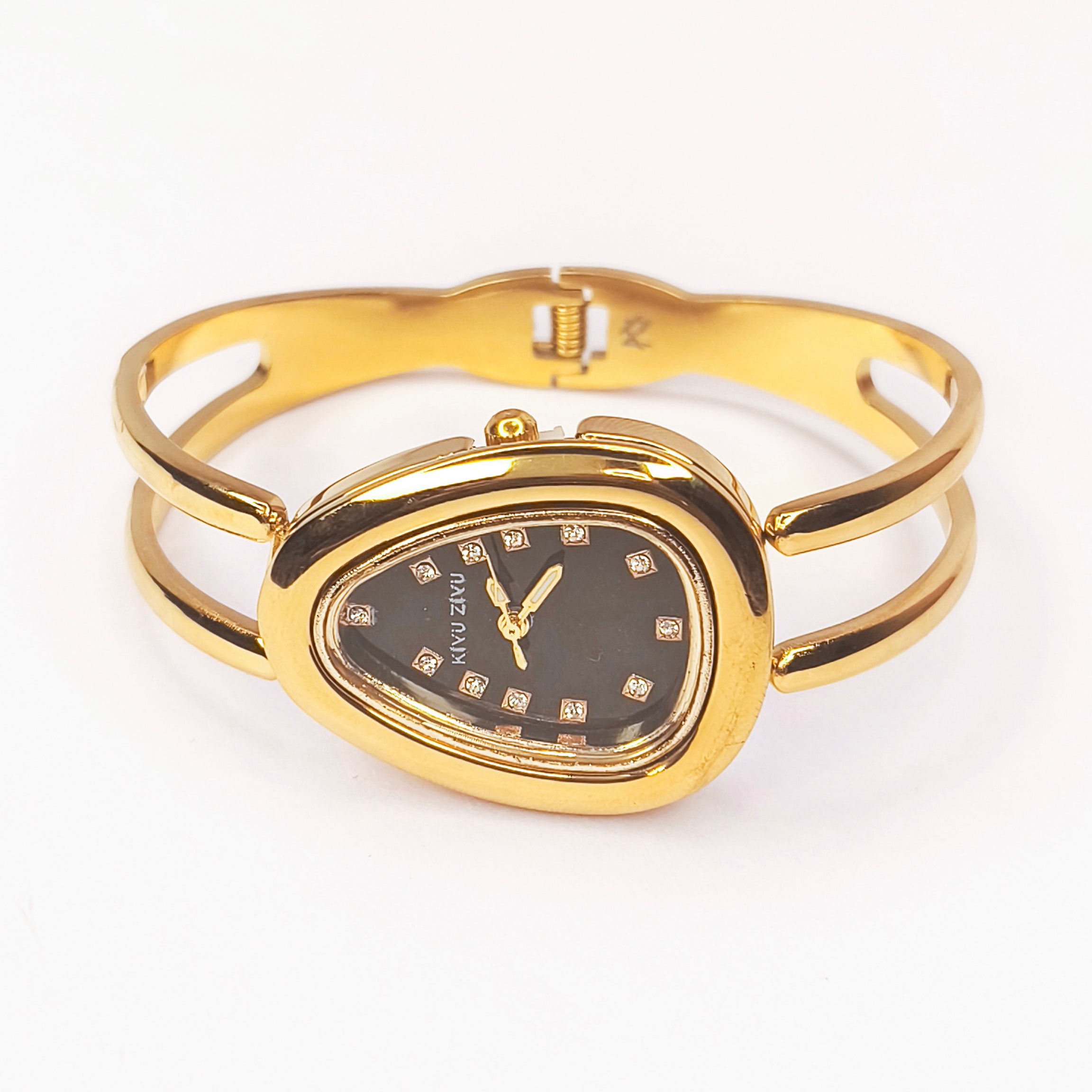 Emerald Spark Gold Cuff Bracelet Watch