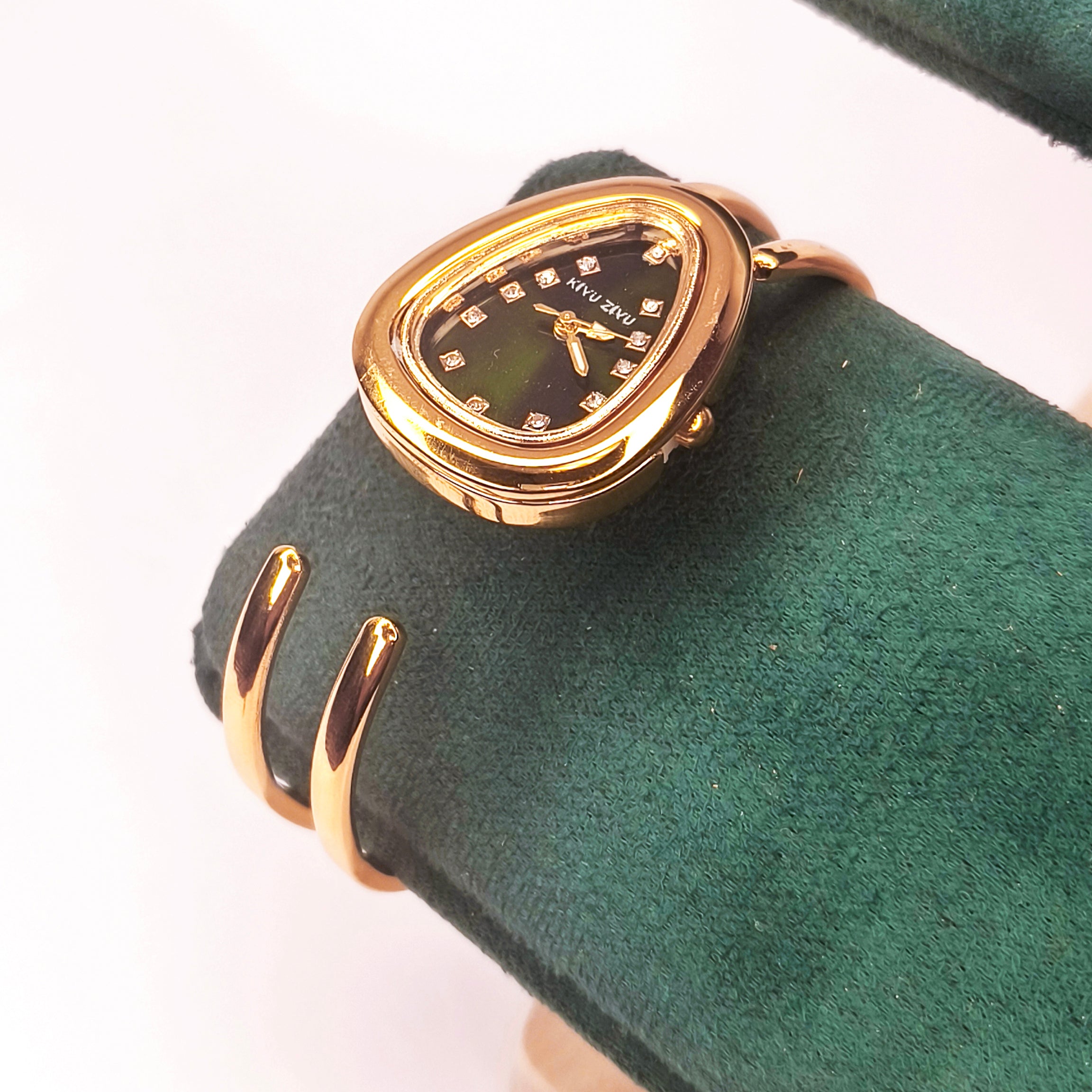 Emerald Spark Gold Cuff Bracelet Watch