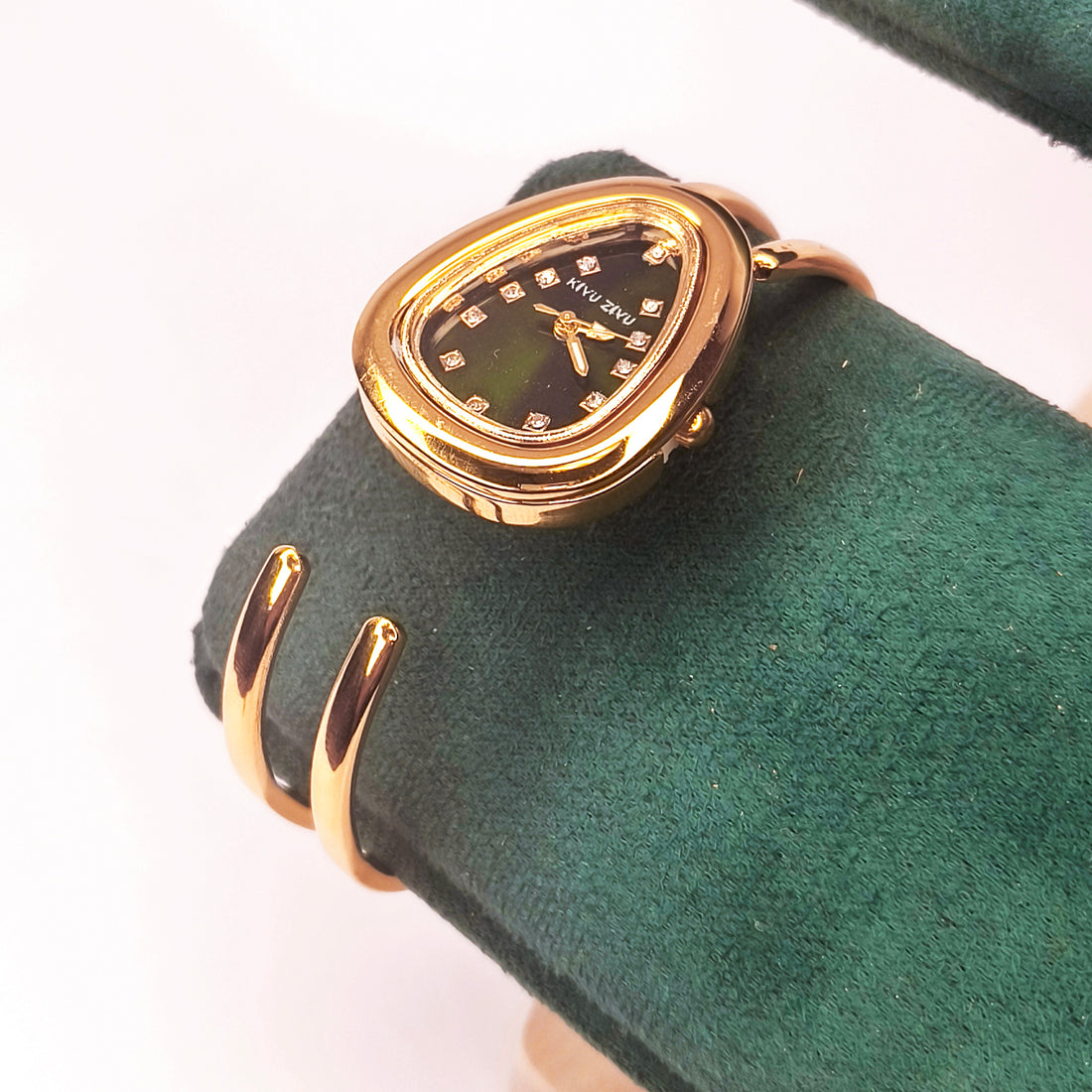 Emerald Spark Gold Cuff Bracelet Watch