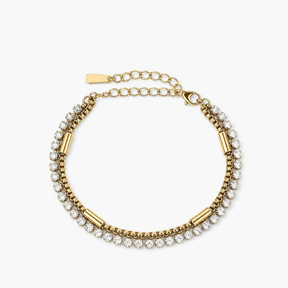 Golden Layered Crystal Chain Bracelet
